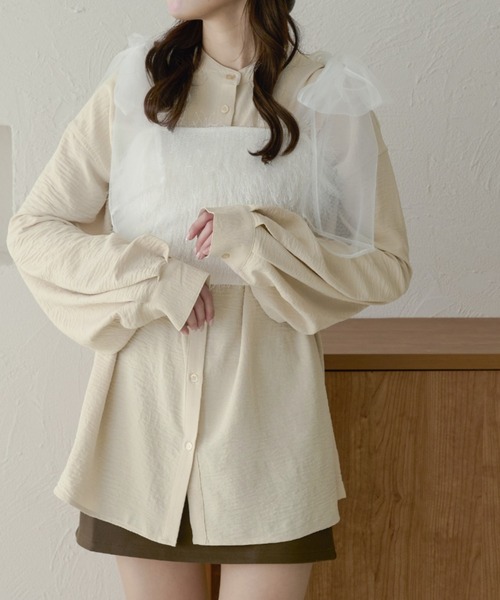 Ambre Neige（アンブルネージュ）の「volume sleeve band collar shirt / 袖ボリュームバンドカラーシャツ（シャツ/ブラウス・レディース・アイボリー/ブラック/ベビーピンク/オフホワイト/ライトグリーン・FREE）」の16枚目の写真