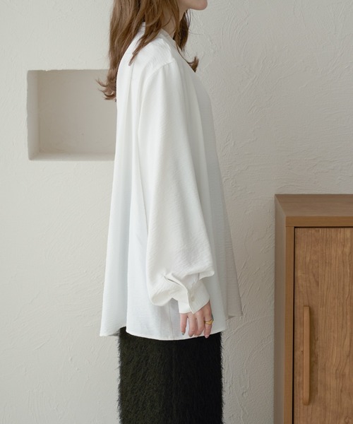 Ambre Neige（アンブルネージュ）の「volume sleeve band collar shirt / 袖ボリュームバンドカラーシャツ（シャツ/ブラウス・レディース・アイボリー/ブラック/ベビーピンク/オフホワイト/ライトグリーン・FREE）」の15枚目の写真