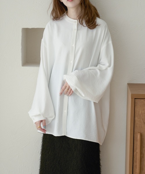 Ambre Neige（アンブルネージュ）の「volume sleeve band collar shirt / 袖ボリュームバンドカラーシャツ（シャツ/ブラウス・レディース・アイボリー/ブラック/ベビーピンク/オフホワイト/ライトグリーン・FREE）」の13枚目の写真