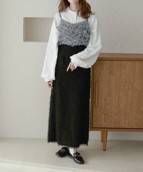 Ambre Neige（アンブルネージュ）の「volume sleeve band collar shirt / 袖ボリュームバンドカラーシャツ（シャツ/ブラウス・レディース・アイボリー/ブラック/ベビーピンク/オフホワイト/ライトグリーン・FREE）」の11枚目の写真