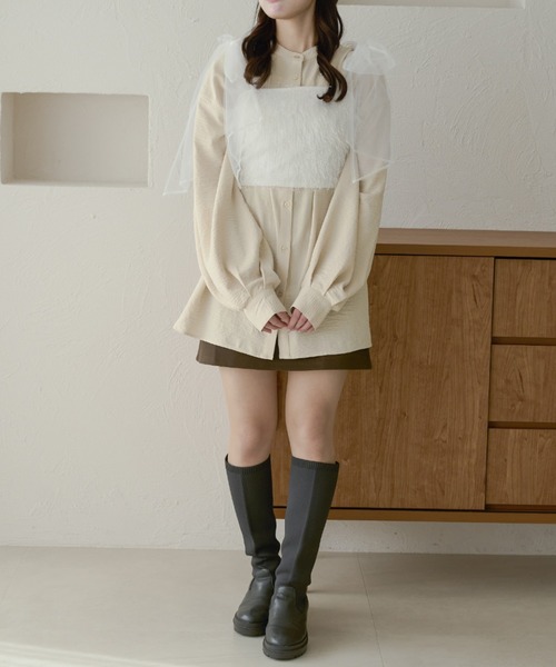 Ambre Neige（アンブルネージュ）の「volume sleeve band collar shirt / 袖ボリュームバンドカラーシャツ（シャツ/ブラウス・レディース・アイボリー/ブラック/ベビーピンク/オフホワイト/ライトグリーン・FREE）」の19枚目の写真