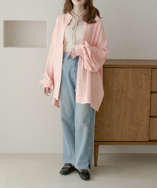 Ambre Neige（アンブルネージュ）の「volume sleeve band collar shirt / 袖ボリュームバンドカラーシャツ（シャツ/ブラウス・レディース・アイボリー/ブラック/ベビーピンク/オフホワイト/ライトグリーン・FREE）」の21枚目の写真