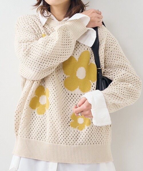 PUBLUX（パブリュクス）の「PUBLUX/パブリュクス 花柄メッシュニット