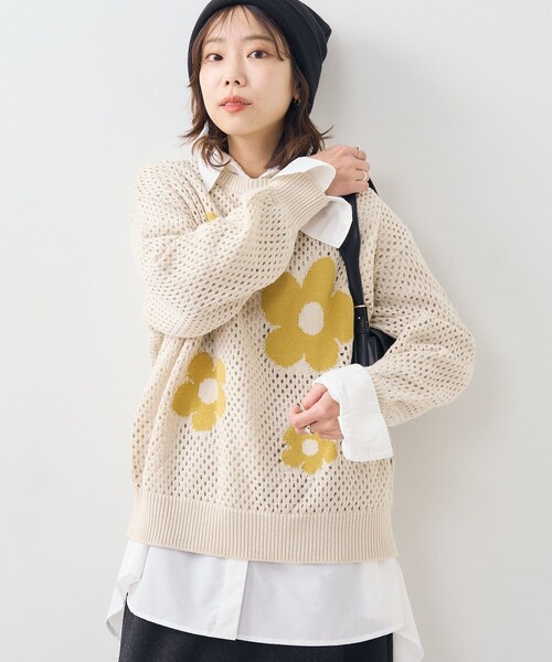 PUBLUX（パブリュクス）の「PUBLUX/パブリュクス 花柄メッシュニット