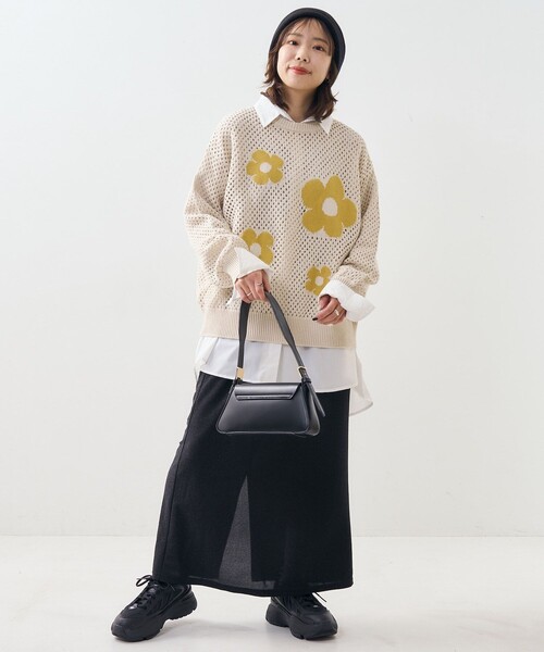 PUBLUX（パブリュクス）の「PUBLUX/パブリュクス 花柄メッシュニット