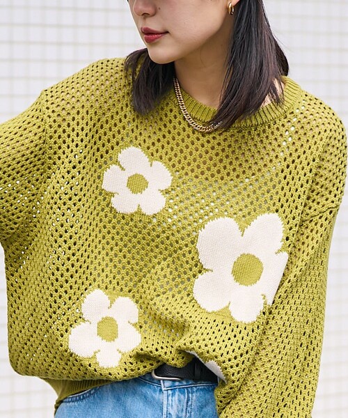 PUBLUX（パブリュクス）の「PUBLUX/パブリュクス 花柄メッシュニット