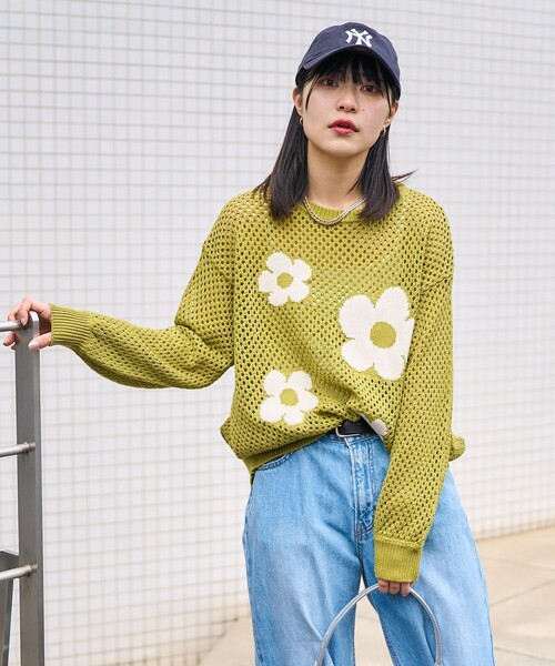 PUBLUX（パブリュクス）の「PUBLUX/パブリュクス 花柄メッシュニット
