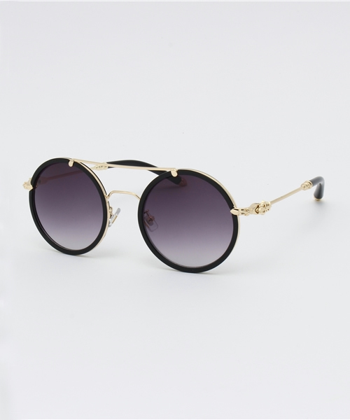 WEGO(ウィゴー)の「WEGO/Wブリッジラウンドサングラス(サングラス・メンズ・ブラウン系その他/ブラック・FREE)」の2枚目の写真