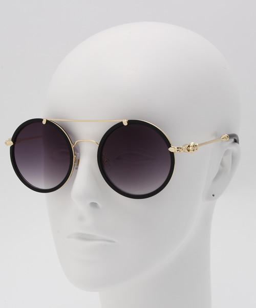 WEGO(ウィゴー)の「WEGO/Wブリッジラウンドサングラス(サングラス・メンズ・ブラウン系その他/ブラック・FREE)」の4枚目の写真