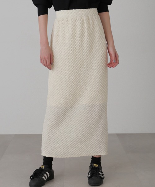 FREE'S MART(フリーズマート)の「ジャガードナロースカート(スカート・レディース・ホワイト/ブラック/ブルー・MEDIUM/SMALL)」の2枚目の写真