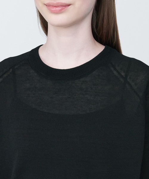 無印良品(ムジルシリョウヒン)の「婦人 UVカットヘンプ混クルーネック五分袖セーター(ニット/セーター・レディース・ベージュ/ネイビー/ピンク/ブラック・XS/S/M/L/XL)」の8枚目の写真