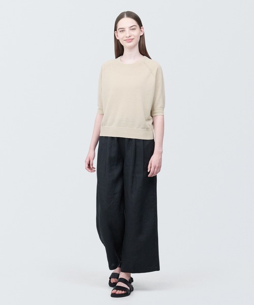 無印良品(ムジルシリョウヒン)の「婦人 UVカットヘンプ混クルーネック五分袖セーター(ニット/セーター・レディース・ベージュ/ネイビー/ピンク/ブラック・XS/S/M/L/XL)」の11枚目の写真