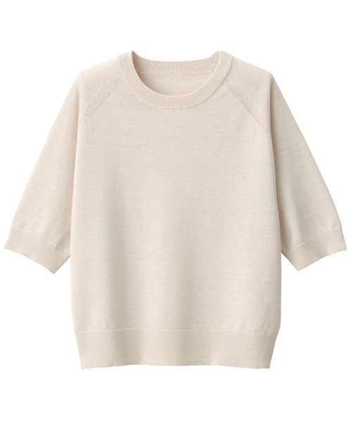 無印良品(ムジルシリョウヒン)の「婦人 UVカットヘンプ混クルーネック五分袖セーター(ニット/セーター・レディース・ベージュ/ネイビー/ピンク/ブラック・XS/S/M/L/XL)」の15枚目の写真