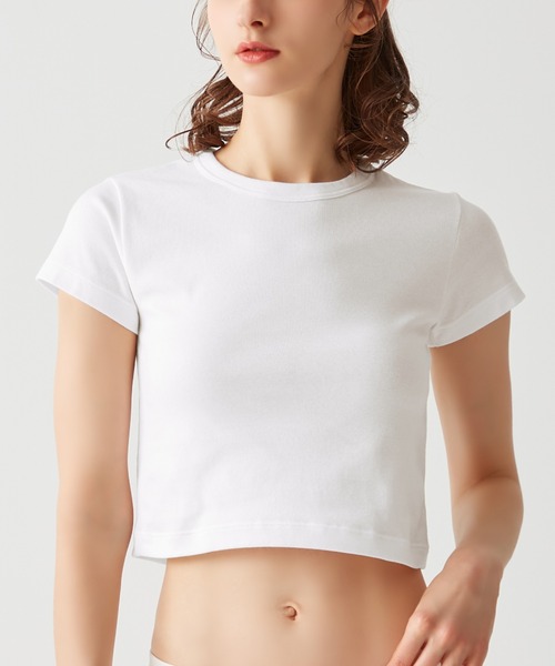 Tuche(トゥシェ)の「Tuche/トゥシェ 7DAYS LOOKS 半袖クロップドTシャツ(Tシャツ/カットソー・レディース・チャコールグレー/ブラック/ホワイト/アイボリー・MEDIUM/LARGE)」の2枚目の写真
