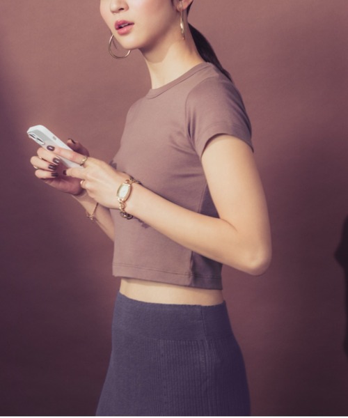 Tuche(トゥシェ)の「Tuche/トゥシェ 7DAYS LOOKS 半袖クロップドTシャツ(Tシャツ/カットソー・レディース・チャコールグレー/ブラック/ホワイト/アイボリー・MEDIUM/LARGE)」の19枚目の写真