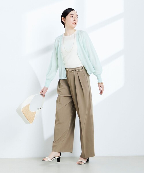 NOLLEY’S Sophi(ノーリーズソフィ)の「ウォッシャブルツイルツータックワイドパンツ(その他パンツ・レディース・カーキ/オフホワイト/チャコールグレー・36/38/34)」の9枚目の写真