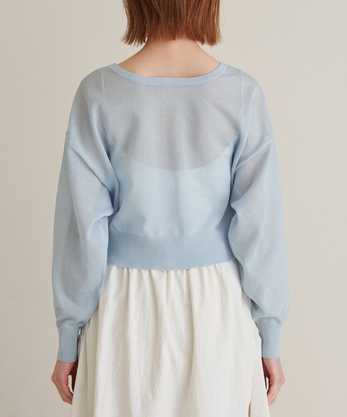 スタイルブロック STYLEBLOCK 花柄ジャガード起毛ニットショート丈カーディガン （ブルー） -靴＆ファッション通販  ロコンド〜自宅で試着、気軽に返品 2WAY シアークロップド丈カーディガン　ブルー　水色