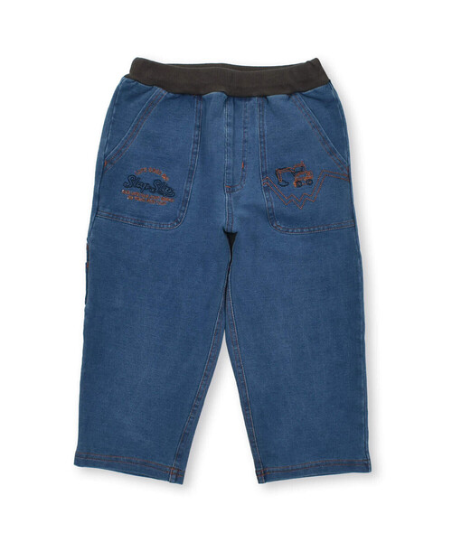 SLAP SLIP（スラップスリップ）の「デニムニットはたらくくるま刺しゅう7分丈ペインターパンツ(80~130cm)（デニムパンツ・キッズ・ブルー/ネイビー・110cm/80ｃｍ/130cm/90cm/120cm/100cm）」の17枚目の写真