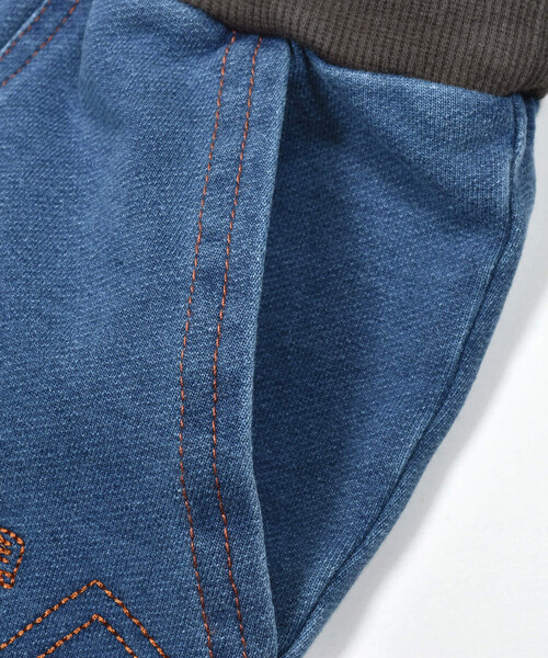 SLAP SLIP（スラップスリップ）の「デニムニットはたらくくるま刺しゅう7分丈ペインターパンツ(80~130cm)（デニムパンツ・キッズ・ブルー/ネイビー・110cm/80ｃｍ/130cm/90cm/120cm/100cm）」の20枚目の写真
