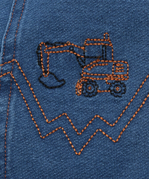 SLAP SLIP（スラップスリップ）の「デニムニットはたらくくるま刺しゅう7分丈ペインターパンツ(80~130cm)（デニムパンツ・キッズ・ブルー/ネイビー・110cm/80ｃｍ/130cm/90cm/120cm/100cm）」の22枚目の写真