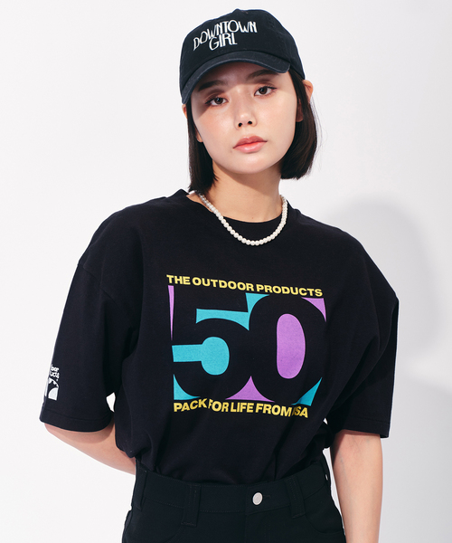 OUTDOOR PRODUCTS Usual Things(アウトドアプロダクツユージュアルシングス)の「50 ロゴTEE(Tシャツ/カットソー・レディース・ブラック・FREE)」の21枚目の写真