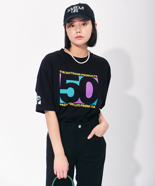 OUTDOOR PRODUCTS Usual Things(アウトドアプロダクツユージュアルシングス)の「50 ロゴTEE(Tシャツ/カットソー・レディース・ブラック・FREE)」の22枚目の写真