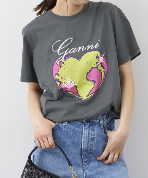 セール】【GANNI / ガニー】 Basic Jersey Heart Relaxed Tee（Tシャツ