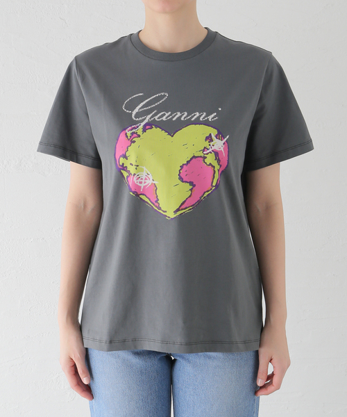 セール】【GANNI / ガニー】 Basic Jersey Heart Relaxed Tee（Tシャツ