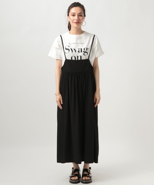 BAYFLOW（ベイフロー）の「サス付きワンピース（ワンピース・レディース・ブラック/グレイッシュベージュ/ライトグリーン・FREE）」の11枚目の写真