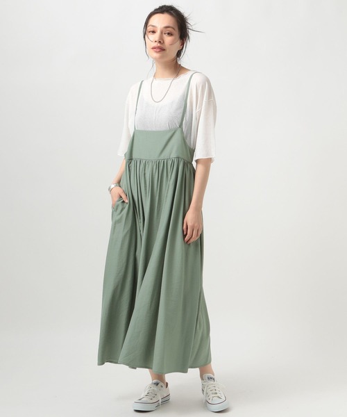 BAYFLOW（ベイフロー）の「サス付きワンピース（ワンピース・レディース・ブラック/グレイッシュベージュ/ライトグリーン・FREE）」の8枚目の写真