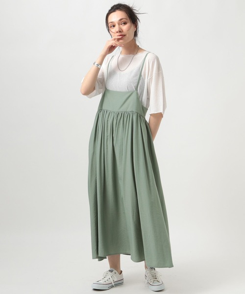 BAYFLOW（ベイフロー）の「サス付きワンピース（ワンピース・レディース・ブラック/グレイッシュベージュ/ライトグリーン・FREE）」の9枚目の写真