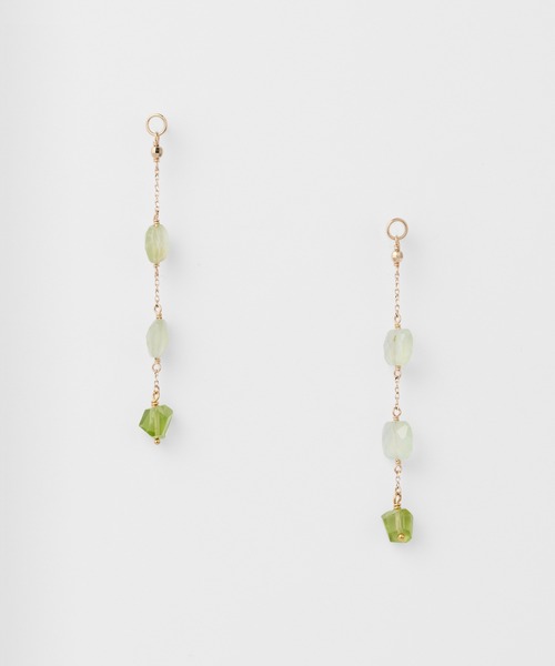 新品☆agete K10 プレナイト/ペリドットピアスチャーム agete（アガット）の「K10プレナイト／ペリドットピアスチャーム