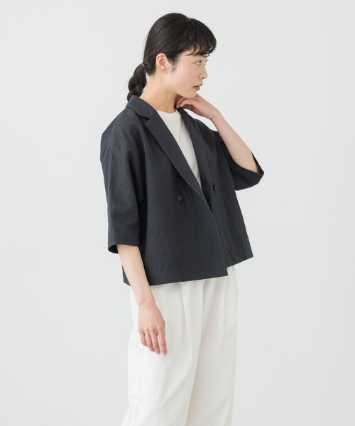かぐれ（カグレ）の「コットンリネンラミーハーフスリーブジャケット