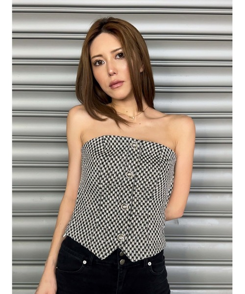 EGOIST（エゴイスト）の「ツイードビスチェ（ベスト・レディース・ホワイト/マルチ/ブラック・FREE）」の3枚目の写真