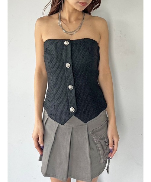 EGOIST（エゴイスト）の「ツイードビスチェ（ベスト・レディース・ホワイト/マルチ/ブラック・FREE）」の4枚目の写真