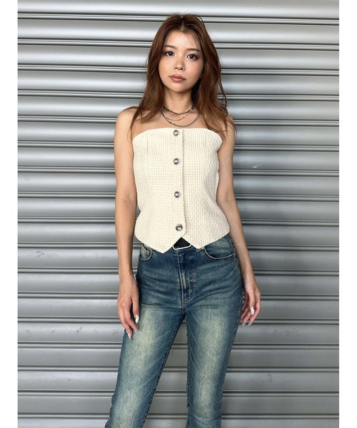 EGOIST（エゴイスト）の「ツイードビスチェ（ベスト・レディース・ホワイト/マルチ/ブラック・FREE）」の11枚目の写真