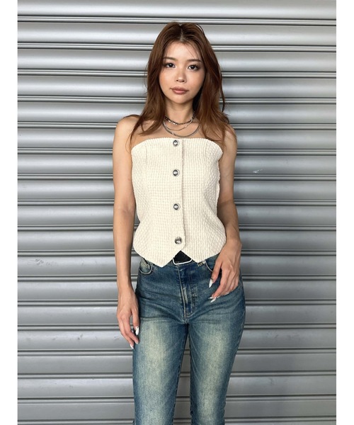 EGOIST（エゴイスト）の「ツイードビスチェ（ベスト・レディース・ホワイト/マルチ/ブラック・FREE）」の12枚目の写真