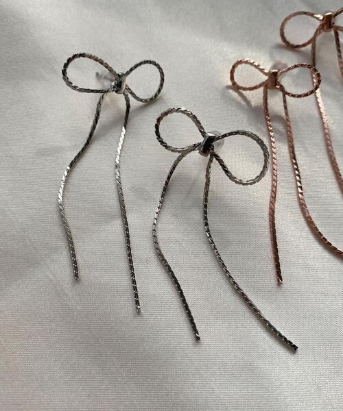 WEGO（ウィゴー）の「WEGO/チェーンリボンピアス（ピアス（両耳用）・レディース・ライトピンク/シルバー・FREE）」の2枚目の写真