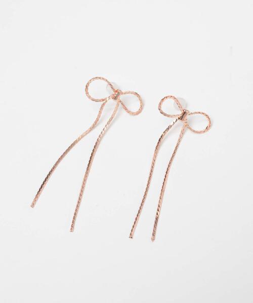 WEGO（ウィゴー）の「WEGO/チェーンリボンピアス（ピアス（両耳用）・レディース・ライトピンク/シルバー・FREE）」の3枚目の写真