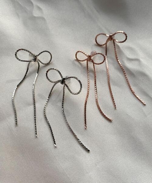 WEGO（ウィゴー）の「WEGO/チェーンリボンピアス（ピアス（両耳用）・レディース・ライトピンク/シルバー・FREE）」の6枚目の写真