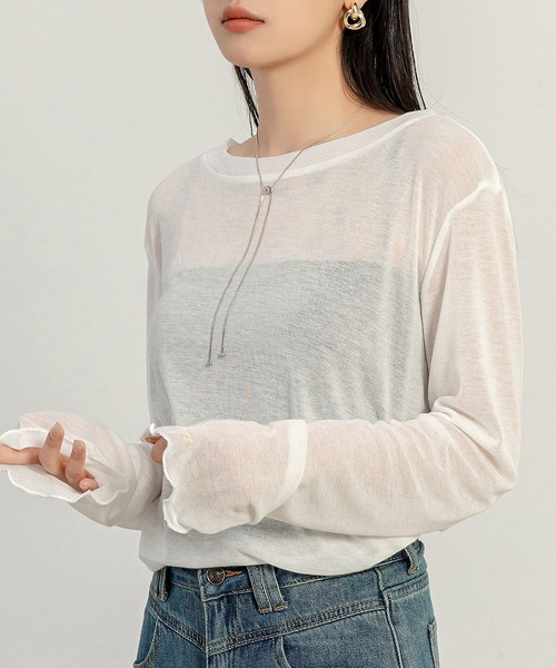 DAY CLOSET（デイ クローゼット）の「レディース 長袖メロウフリルシアートップス（その他トップス・レディース・ホワイト/ベージュ/グレー・FREE）」の5枚目の写真