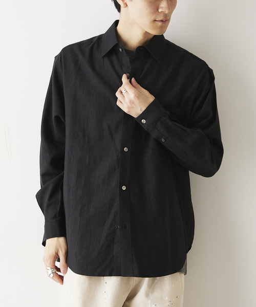 JOURNAL STANDARD relume（ジャーナルスタンダード　レリューム）の「European Flax / ヨーロピアンフラックス リネン Martin リラックスシャツ（シャツ/ブラウス・メンズ・ベージュ系その他/ホワイト系その他/ブラック・MEDIUM/LARGE）」の4枚目の写真