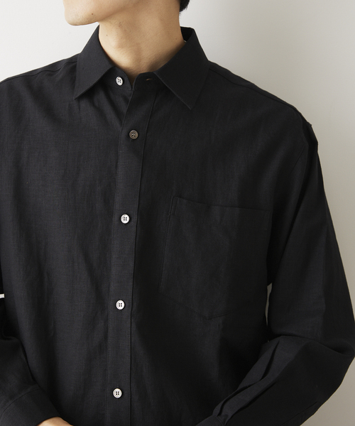 JOURNAL STANDARD relume（ジャーナルスタンダード　レリューム）の「European Flax / ヨーロピアンフラックス リネン Martin リラックスシャツ（シャツ/ブラウス・メンズ・ベージュ系その他/ホワイト系その他/ブラック・MEDIUM/LARGE）」の5枚目の写真