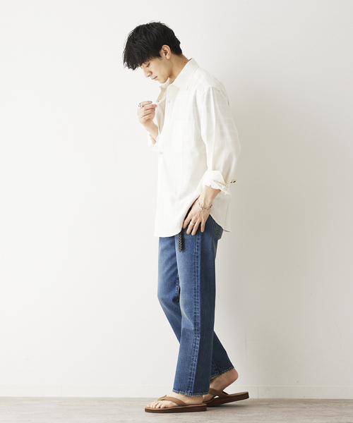 JOURNAL STANDARD relume（ジャーナルスタンダード　レリューム）の「European Flax / ヨーロピアンフラックス リネン Martin リラックスシャツ（シャツ/ブラウス・メンズ・ベージュ系その他/ホワイト系その他/ブラック・MEDIUM/LARGE）」の9枚目の写真