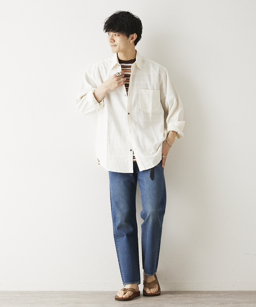 JOURNAL STANDARD relume（ジャーナルスタンダード　レリューム）の「European Flax / ヨーロピアンフラックス リネン Martin リラックスシャツ（シャツ/ブラウス・メンズ・ベージュ系その他/ホワイト系その他/ブラック・MEDIUM/LARGE）」の11枚目の写真