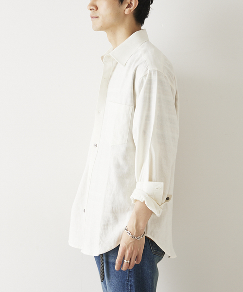 JOURNAL STANDARD relume（ジャーナルスタンダード　レリューム）の「European Flax / ヨーロピアンフラックス リネン Martin リラックスシャツ（シャツ/ブラウス・メンズ・ベージュ系その他/ホワイト系その他/ブラック・MEDIUM/LARGE）」の14枚目の写真