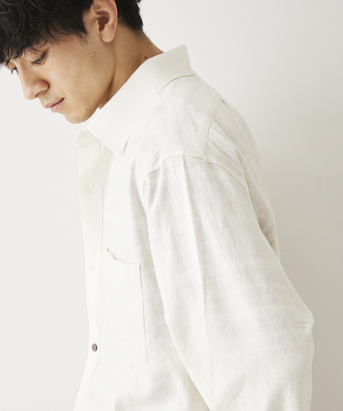 JOURNAL STANDARD relume（ジャーナルスタンダード　レリューム）の「European Flax / ヨーロピアンフラックス リネン Martin リラックスシャツ（シャツ/ブラウス・メンズ・ベージュ系その他/ホワイト系その他/ブラック・MEDIUM/LARGE）」の16枚目の写真