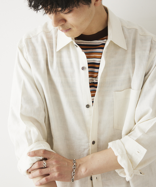 JOURNAL STANDARD relume（ジャーナルスタンダード　レリューム）の「European Flax / ヨーロピアンフラックス リネン Martin リラックスシャツ（シャツ/ブラウス・メンズ・ベージュ系その他/ホワイト系その他/ブラック・MEDIUM/LARGE）」の18枚目の写真