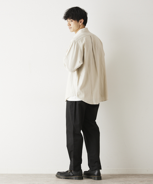 JOURNAL STANDARD relume（ジャーナルスタンダード　レリューム）の「European Flax / ヨーロピアンフラックス リネン Martin リラックスシャツ（シャツ/ブラウス・メンズ・ベージュ系その他/ホワイト系その他/ブラック・MEDIUM/LARGE）」の20枚目の写真