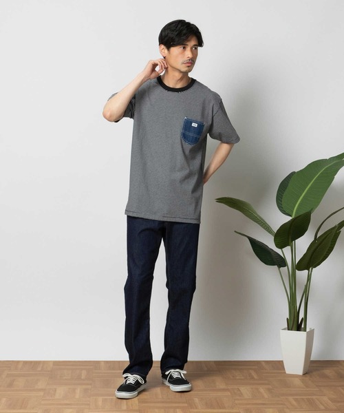 Lee（リー）の「Lee(リー)【メンズ】デニムポケットTシャツ（Tシャツ/カットソー・メンズ・ブラック・M/L/XL）」の2枚目の写真